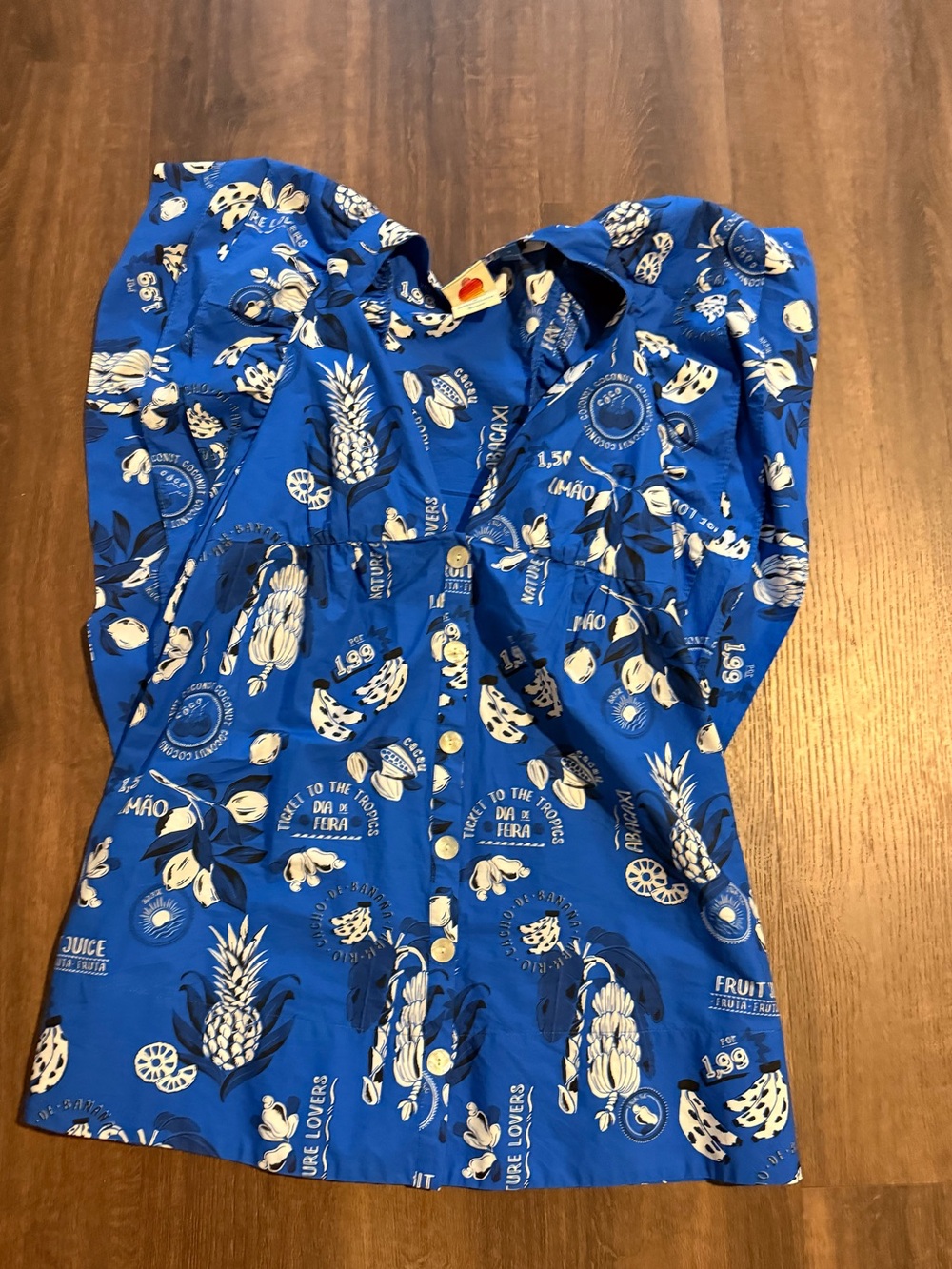 FARM Rio Blue White Tropical Mini Dress - Picture 5 of 8